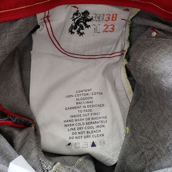 Men's COOGI 100% Cotton Denim Long Shorts Zipper Fly Back Patch Pockets Waist 38 - Picture 12 of 13